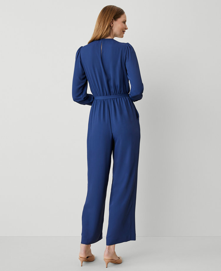 Ann Taylor Petite Wrap Jumpsuit Calm Shores Women's