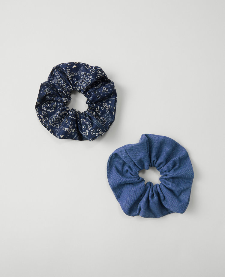 Denim Paisley Scrunchie Set