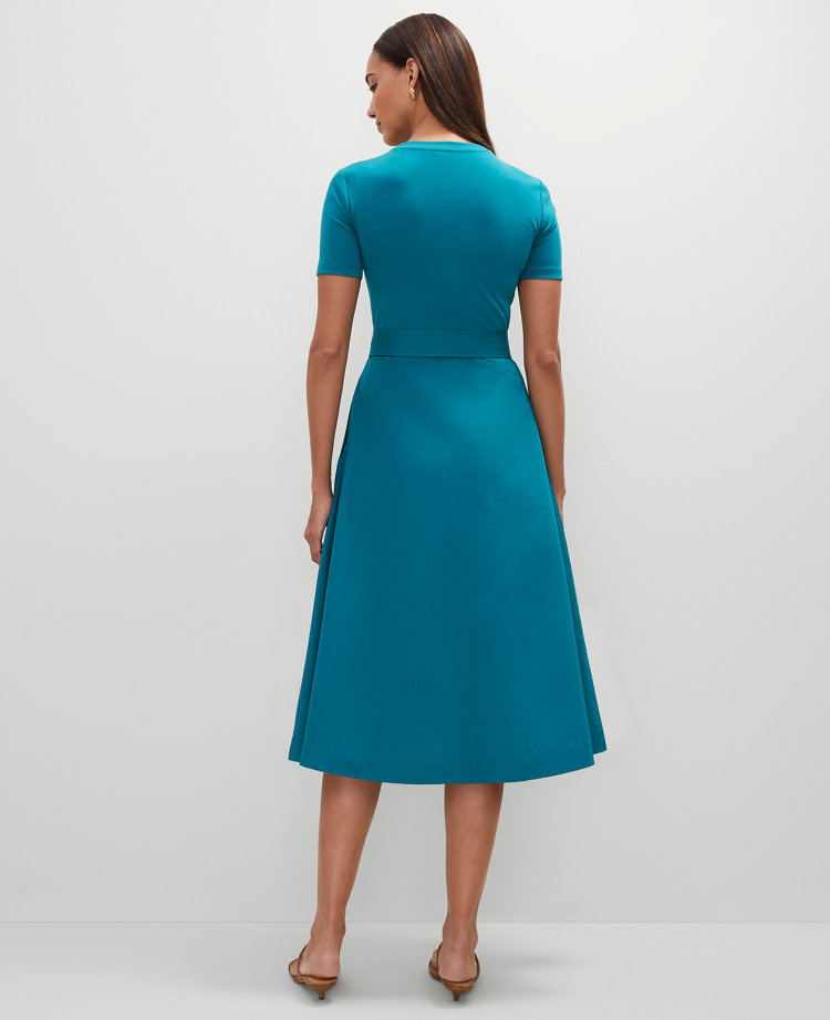 Petite Mixed Media Flare Midi Dress