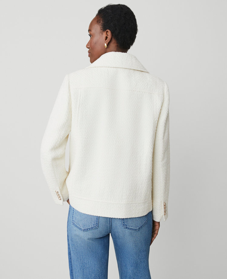 Petite Tweed Double-Breasted Peacoat