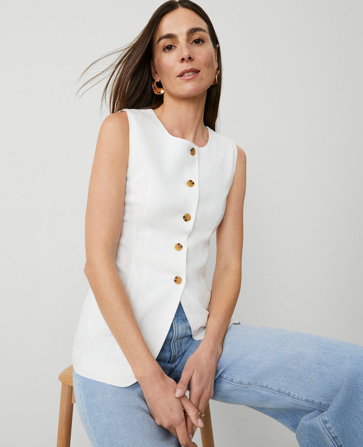 Linen-Blend Vest Top