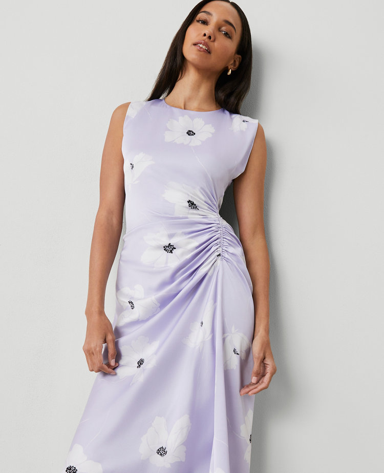 Floral Ruched Flare Dress