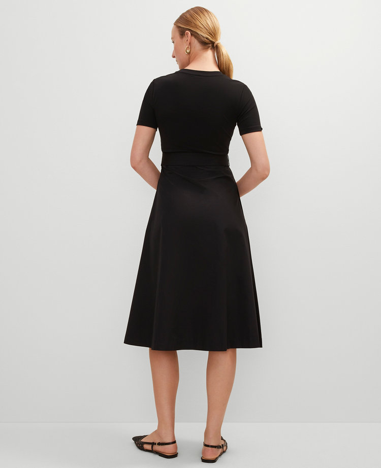 Mixed Media Flare Midi Dress