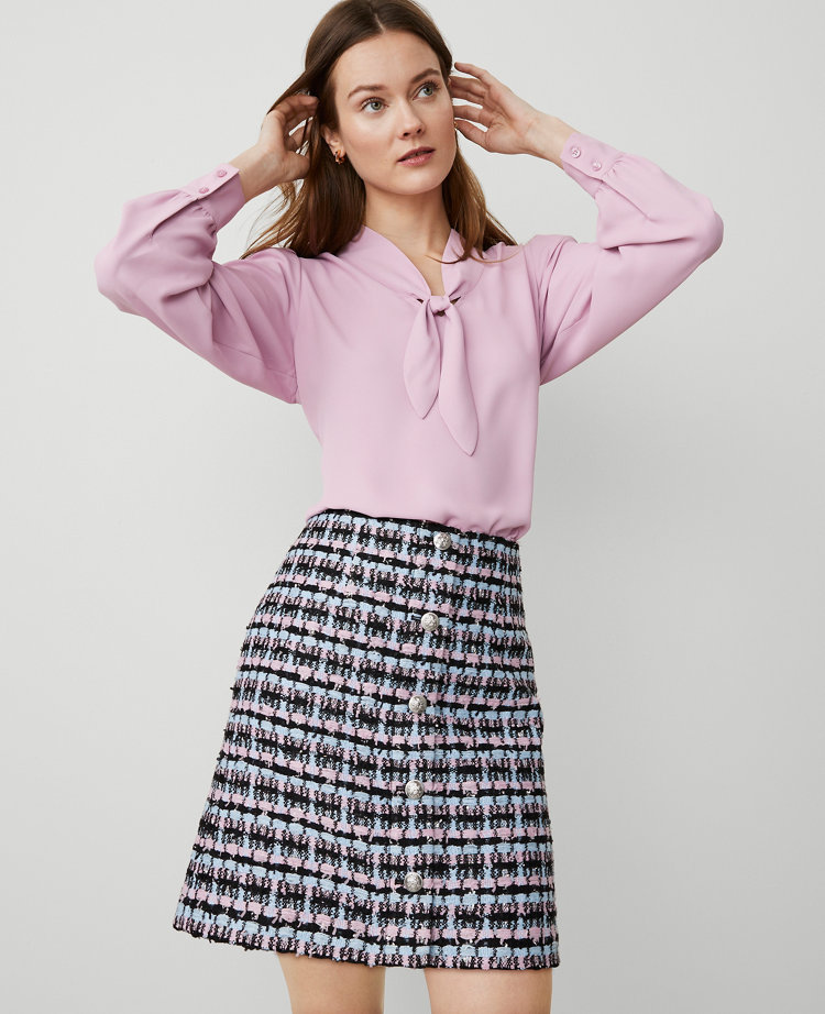 Tweed Button Skirt