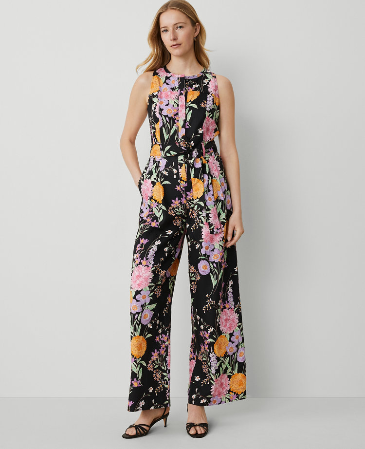 Floral Belted Sleeveless Jumpsuit