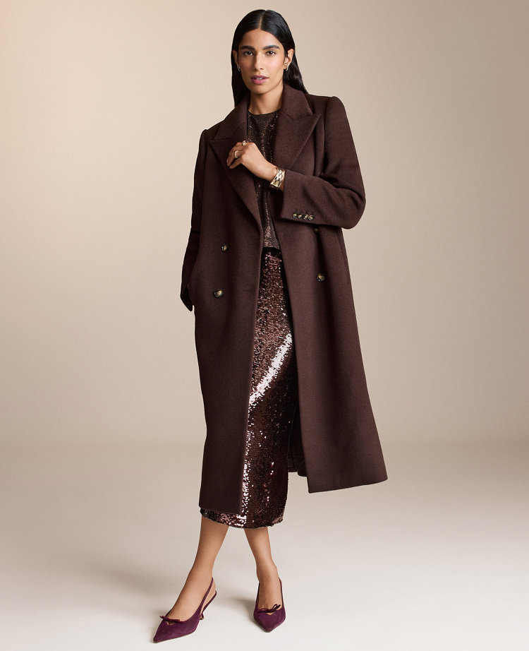 Ann Taylor Studio Collection Sequin Pencil Skirt Pure Chocolate Women's