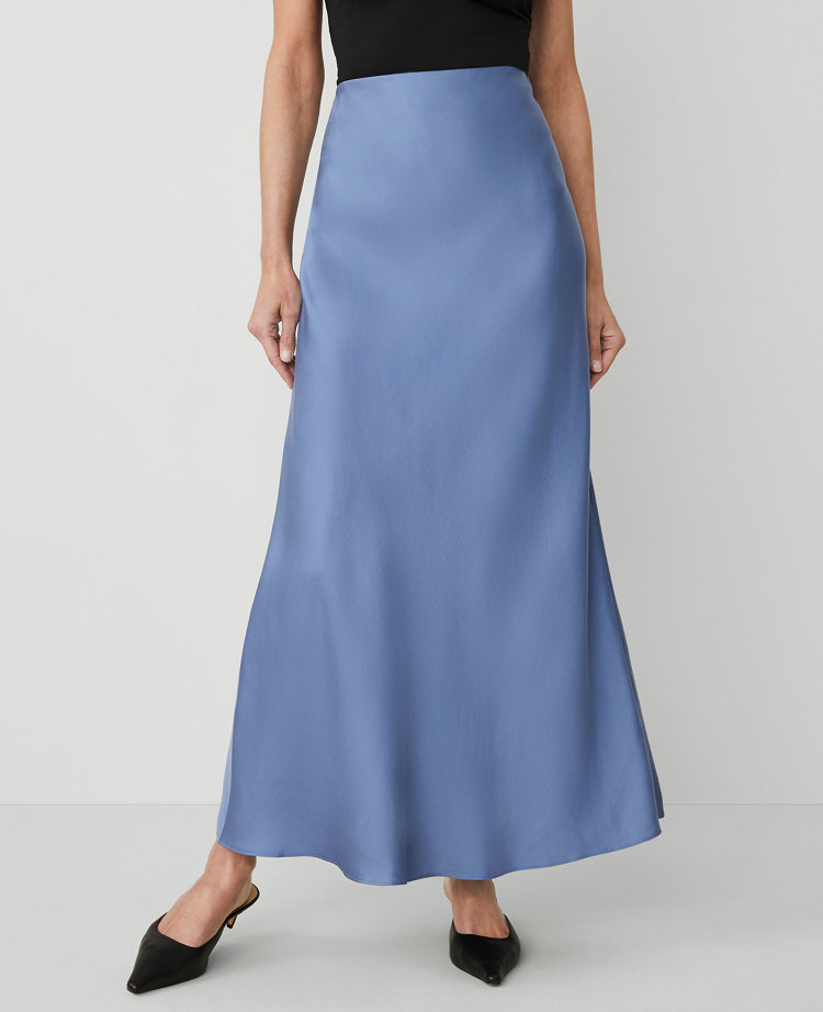 Petite Sateen Bias Maxi Slip Skirt