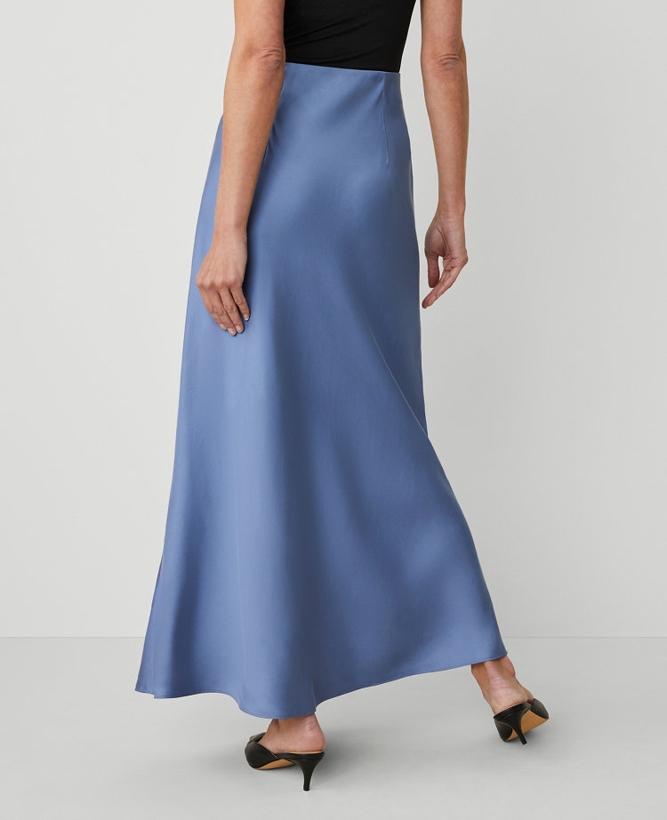 Petite Sateen Bias Maxi Slip Skirt