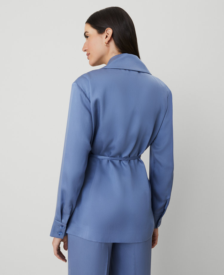 Petite Sateen Wrap Blazer