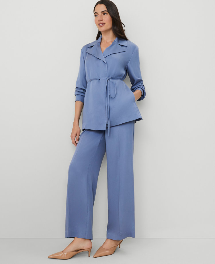 Petite Sateen Wrap Blazer
