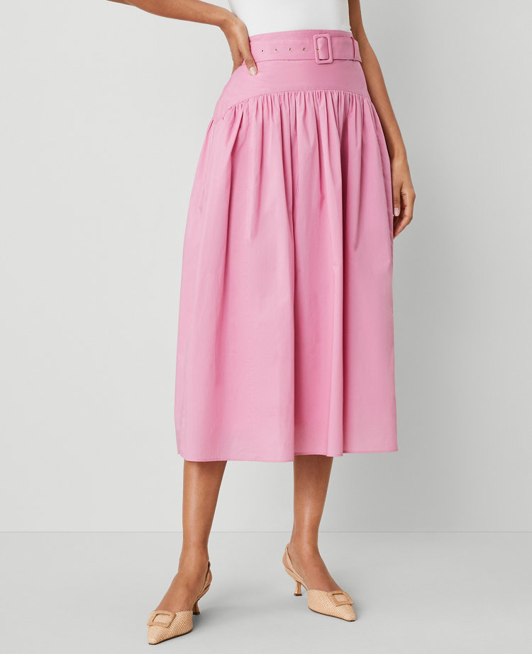 Belted Yoke Midi Skirt