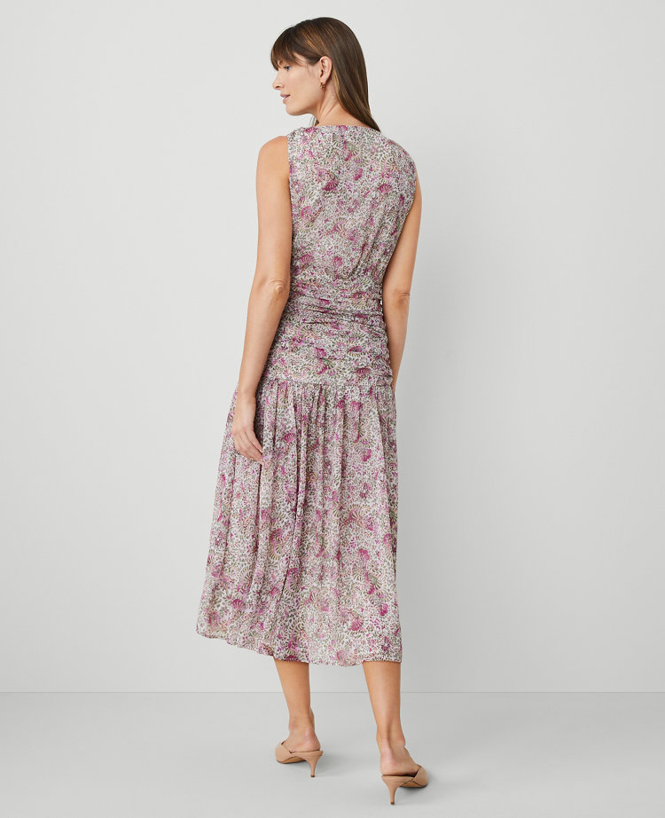 Petite Floral Ruched Flare Dress