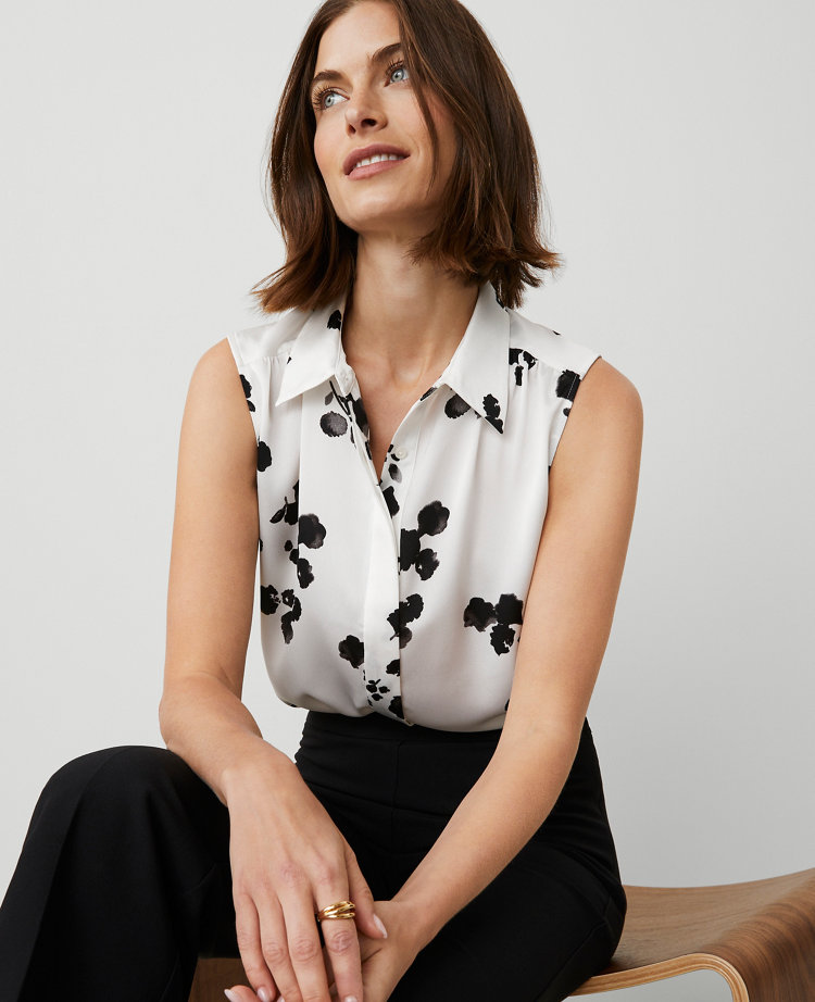 Floral Satin Sleeveless Shirt