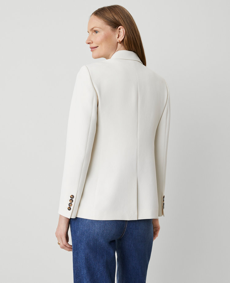 Ann Taylor The Petite Greenwich Blazer Crinkle Crepe Winter White Women's