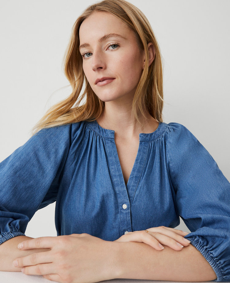 Weekend Collection Chambray Raglan Popover