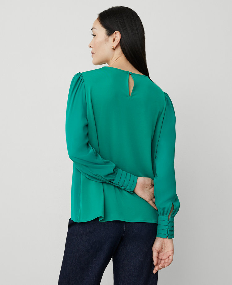 Mixed Media Pleated Cuff Top