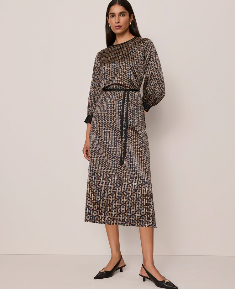 Chain Link Print Midi Dress