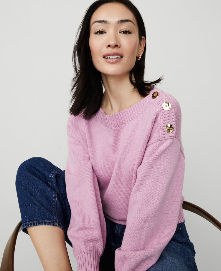 Petite Ribbed-Trim Boatneck Sweater