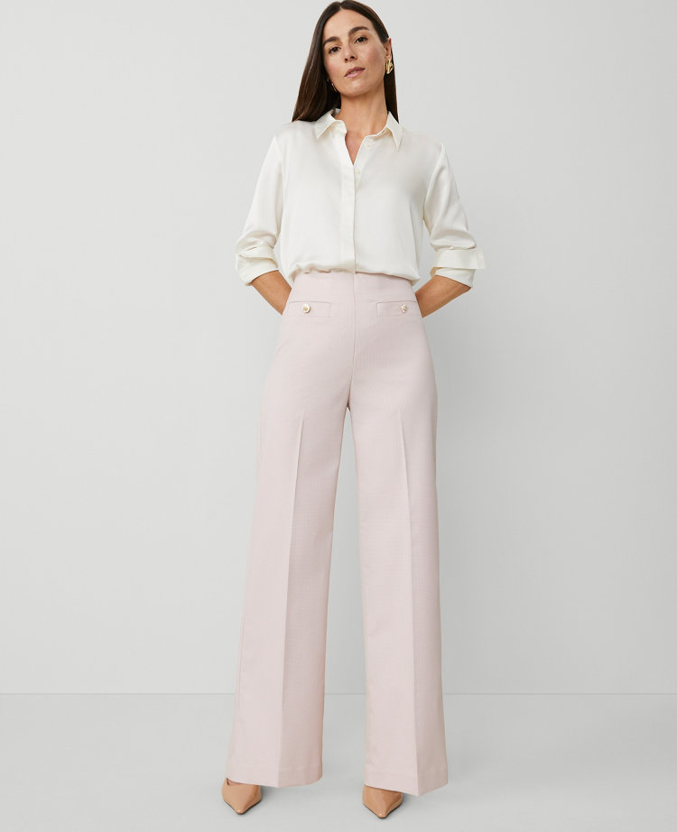 The Button Trim Sailor Wide-Leg Pant in Houndstooth