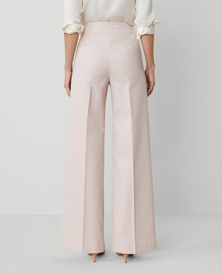 The Button Trim Sailor Wide-Leg Pant in Houndstooth