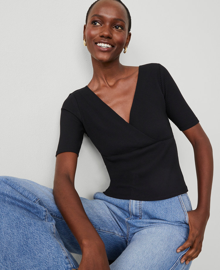 Petite Crossover Neck Top