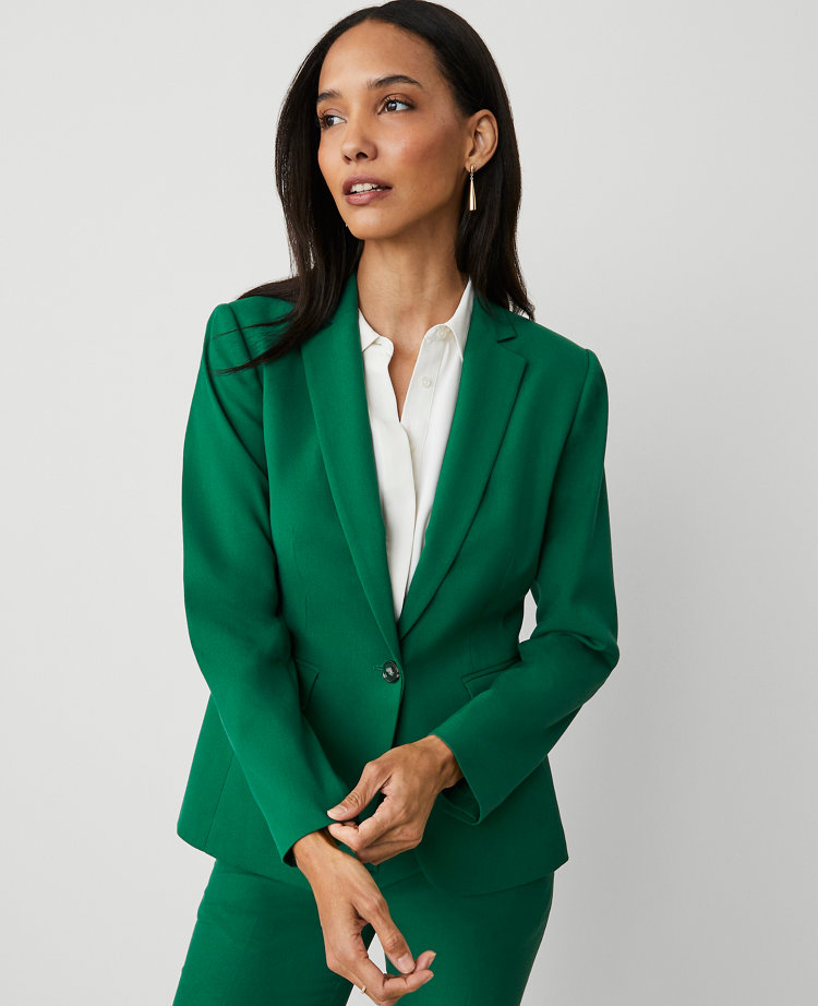 The Petite Notched One-Button Blazer in Textured Drape