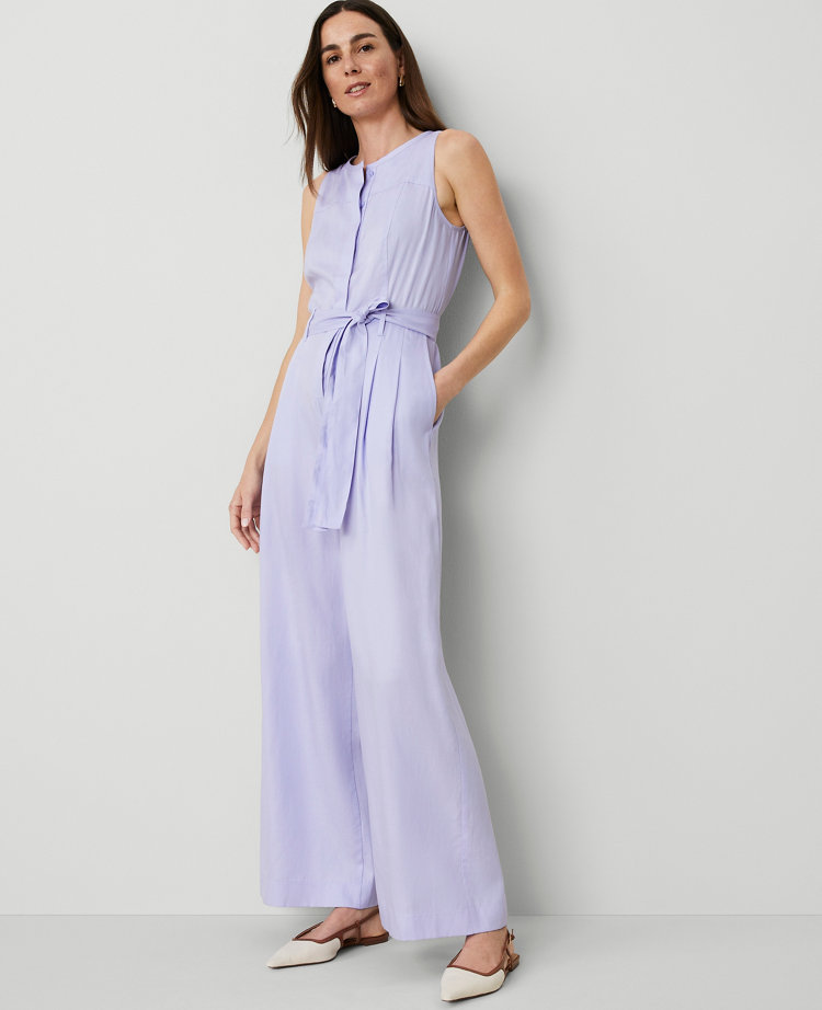 Petite Belted Sleeveless Jumpsuit