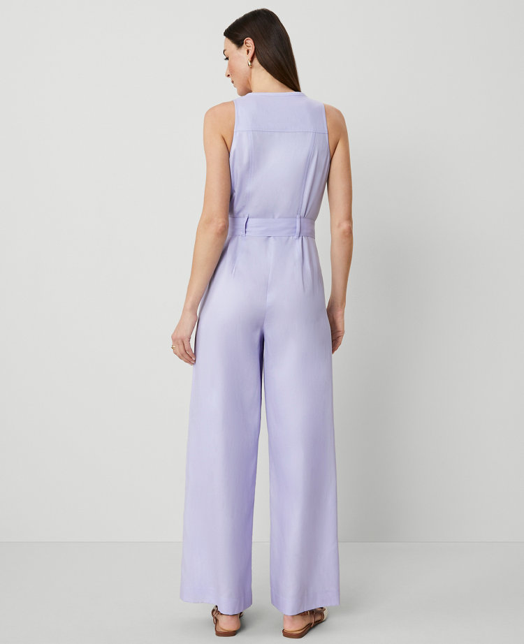Petite Belted Sleeveless Jumpsuit