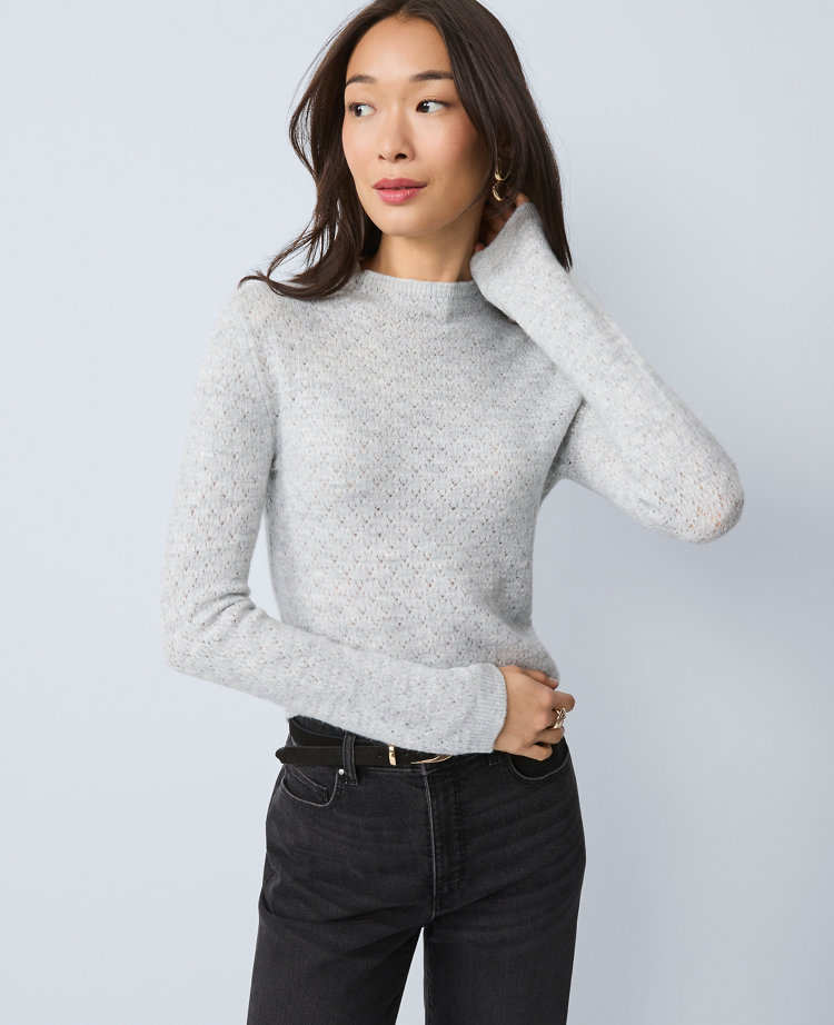Pointelle Mock Neck Sweater carousel Product Image 1