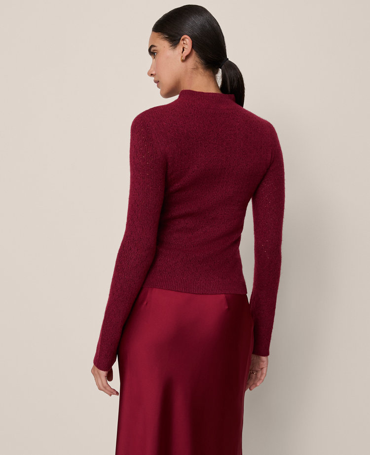 Pointelle Mock Neck Sweater