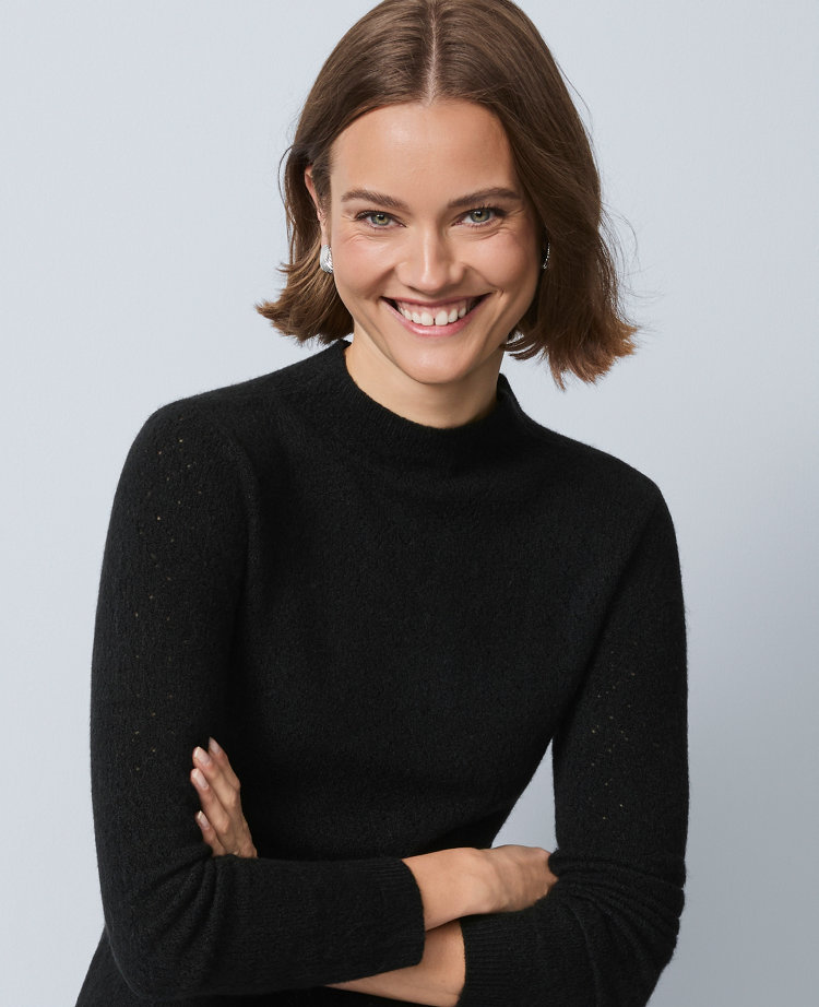 Pointelle Mock Neck Sweater carousel Product Image 2