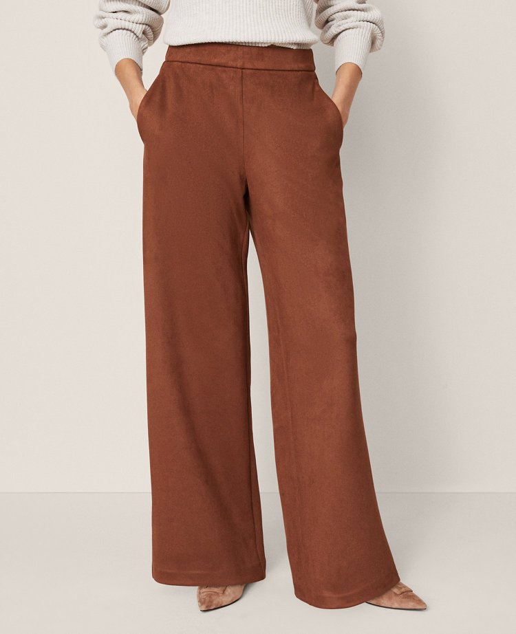Weekend Collection Easy Wide-Leg Pant in Faux Suede