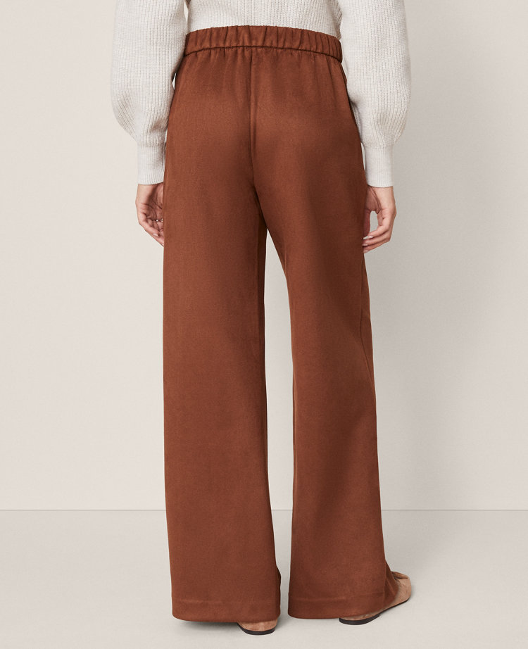 Ann Taylor Weekend Collection Easy Wide-Leg Pant Faux Suede Rich Bronze Women's