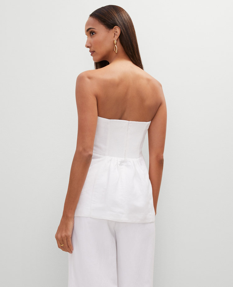 Strapless Linen-Blend Tunic Top