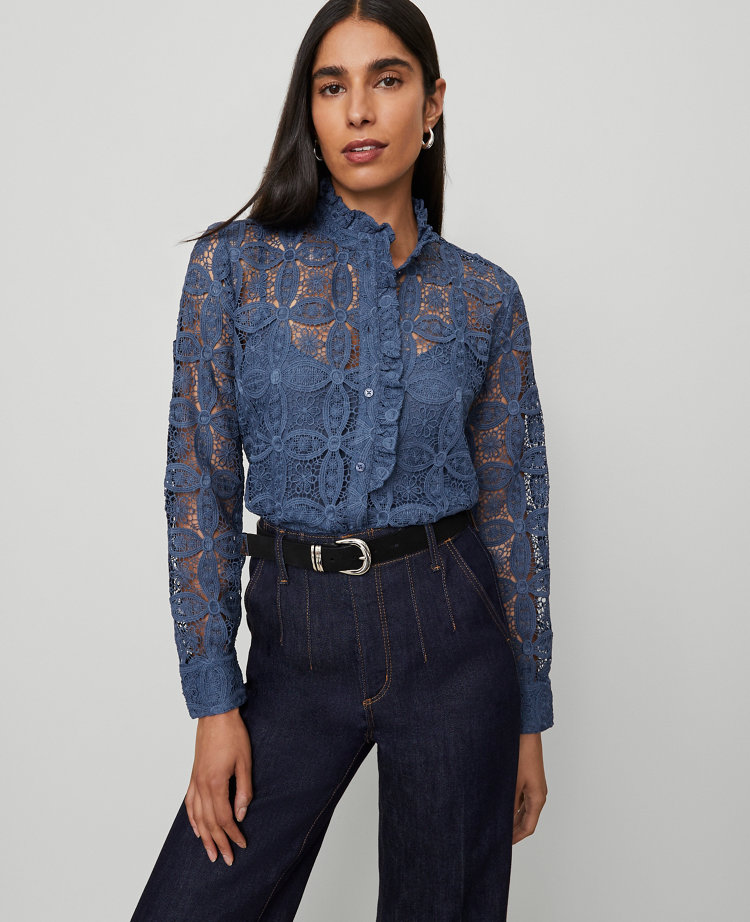 Ruffle Collar Lace Blouse