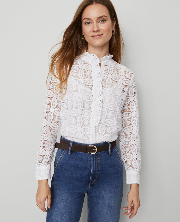 Ruffle Collar Lace Blouse