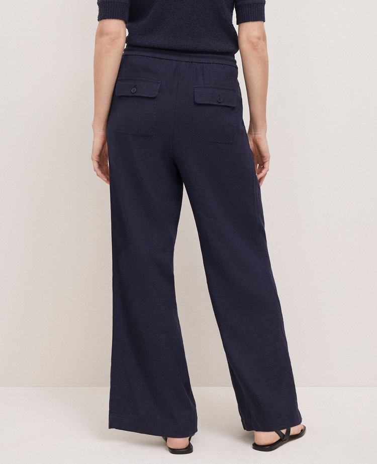 Weekend Collection Pull-On Wide-Leg Pant in Linen Blend