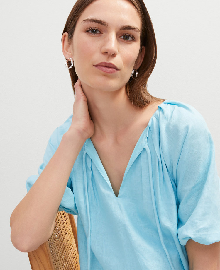 Tie Front Bubble Hem Blouse