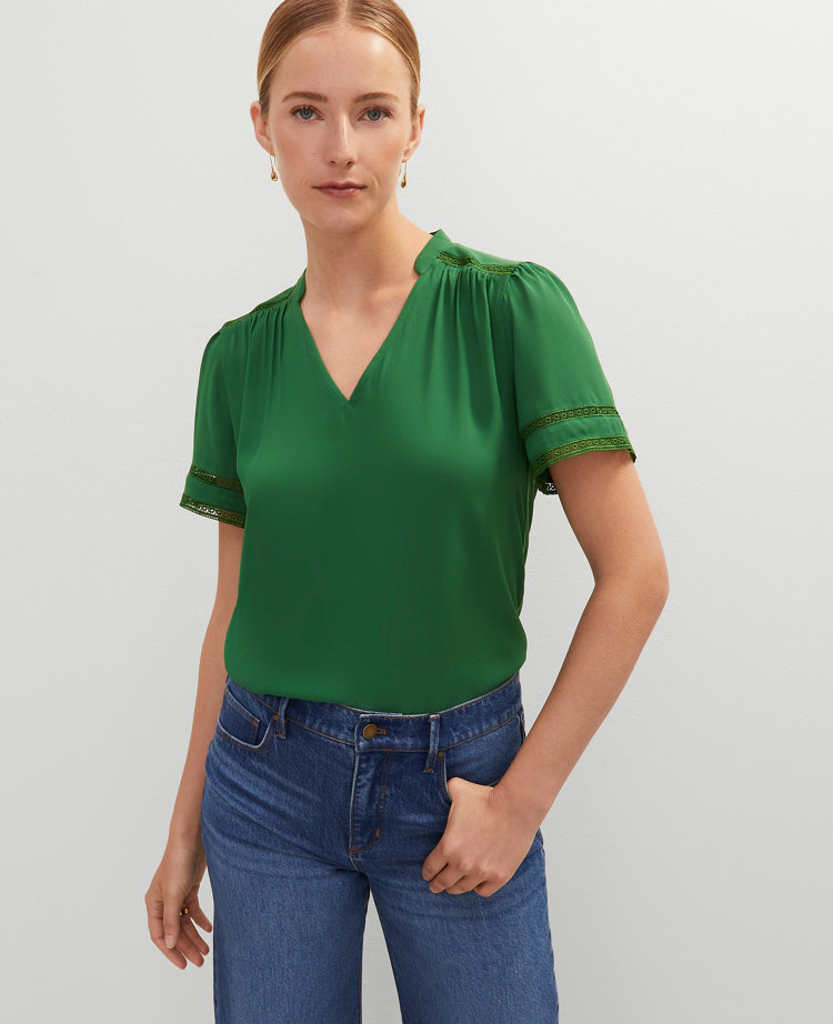 Lace Trim Mixed Media Top
