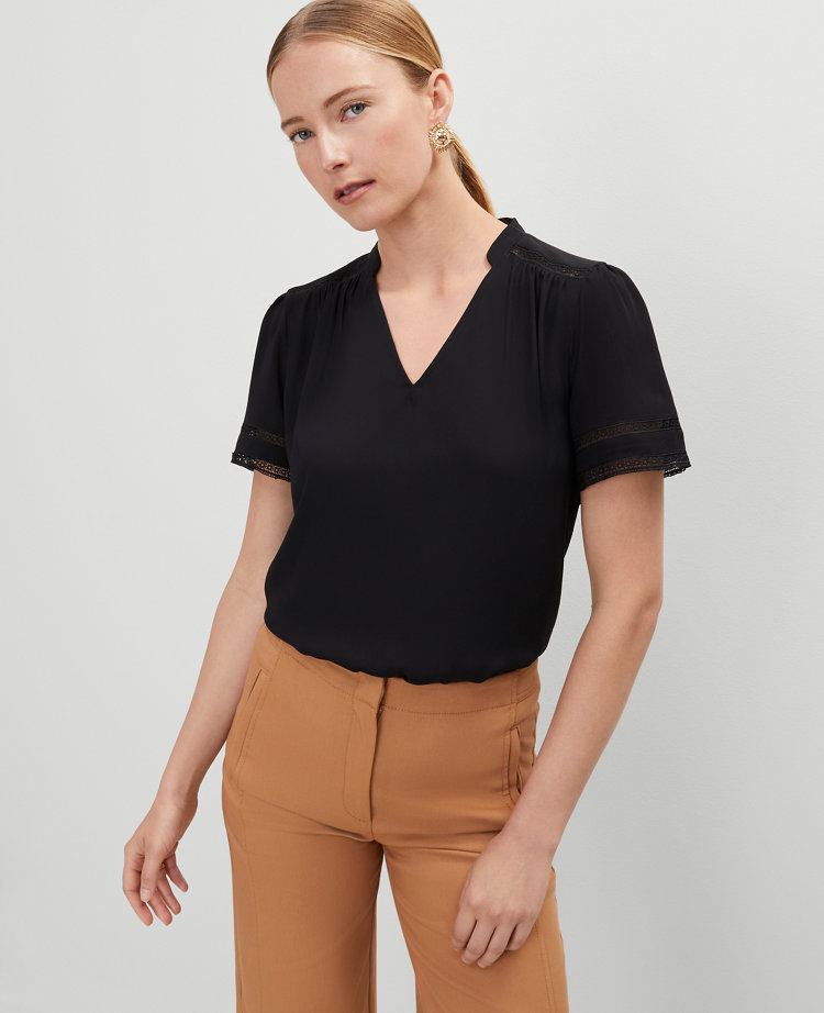 Lace Trim Mixed Media Top