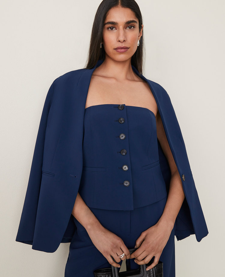 The Petite Strapless Vest in Fluid Crepe