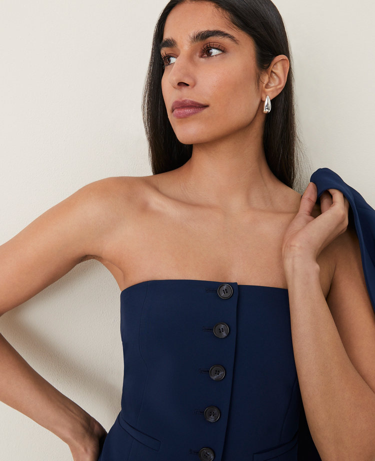 The Petite Strapless Vest in Fluid Crepe