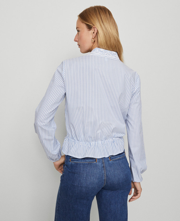 Weekend Collection Striped Tie Waist Popover