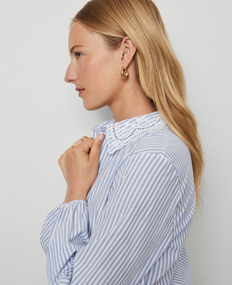 Weekend Collection Striped Tie Waist Popover