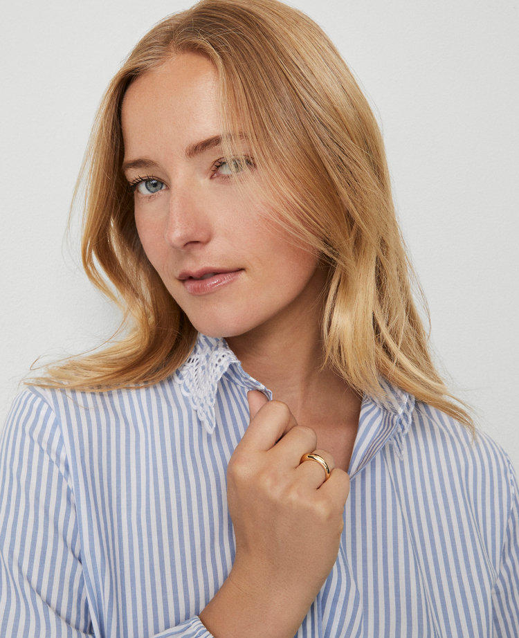 Weekend Collection Striped Tie Waist Popover