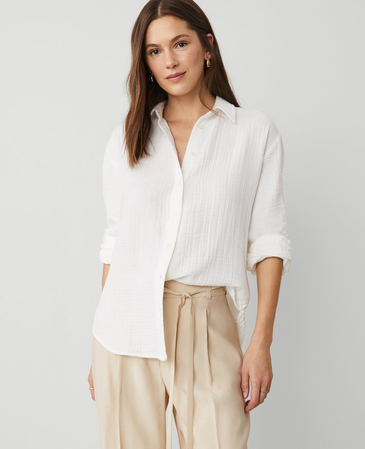 Petite Gauze Oversized Blouse