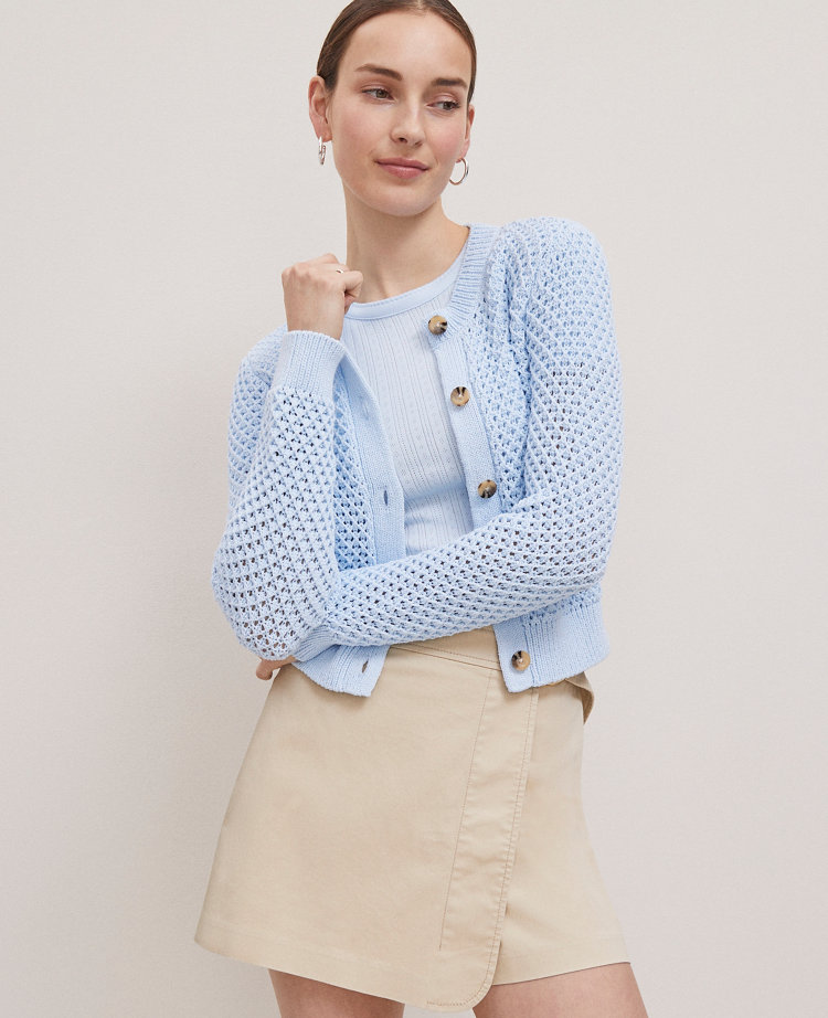 Petite Weekend Collection Mesh Cardigan