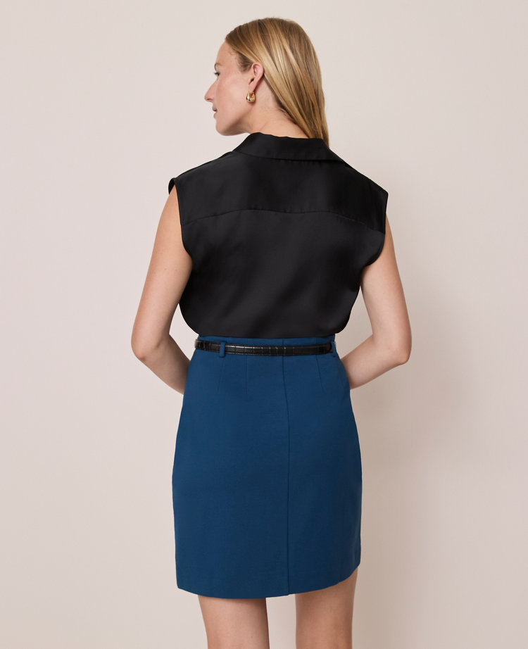 Ponte Belted A-Line Skirt