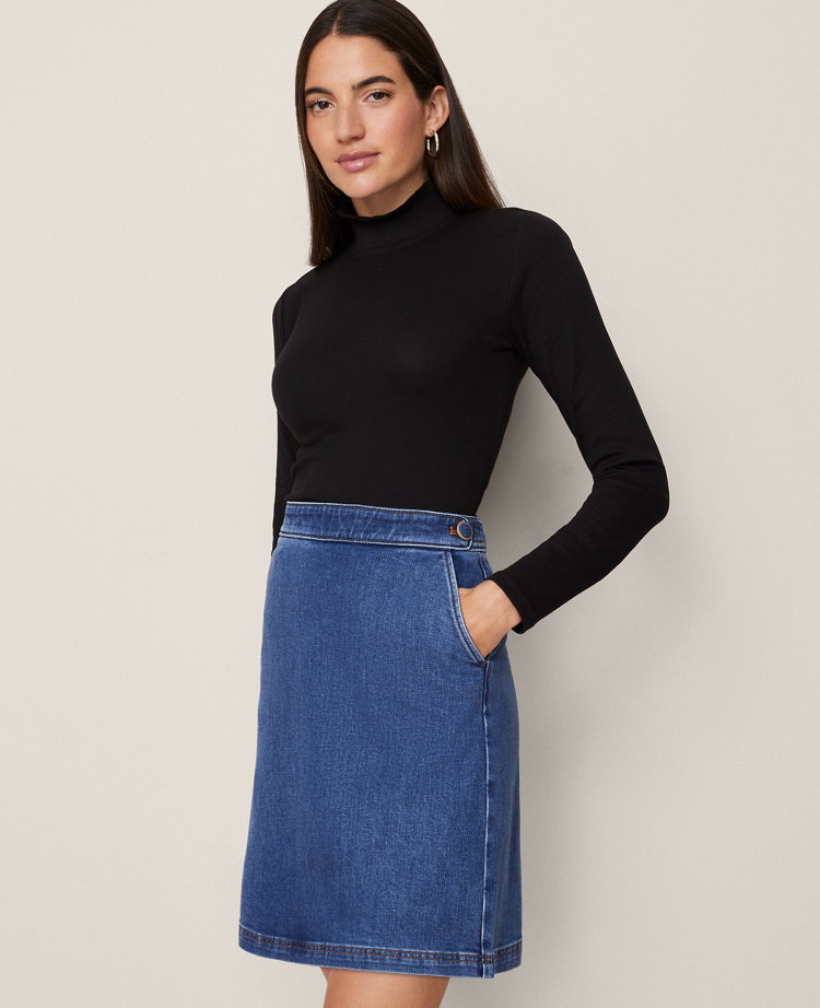 Weekend Collection Button Waist Denim Shift Skirt