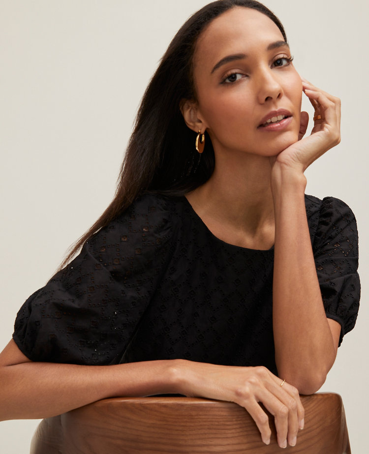 Petite Eyelet Boatneck Popover